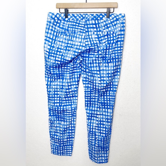 Lilly Pulitzer Feeling Beachy Kelly Ankle Pants Gingham Blue White Size 12 - Picture 4 of 9